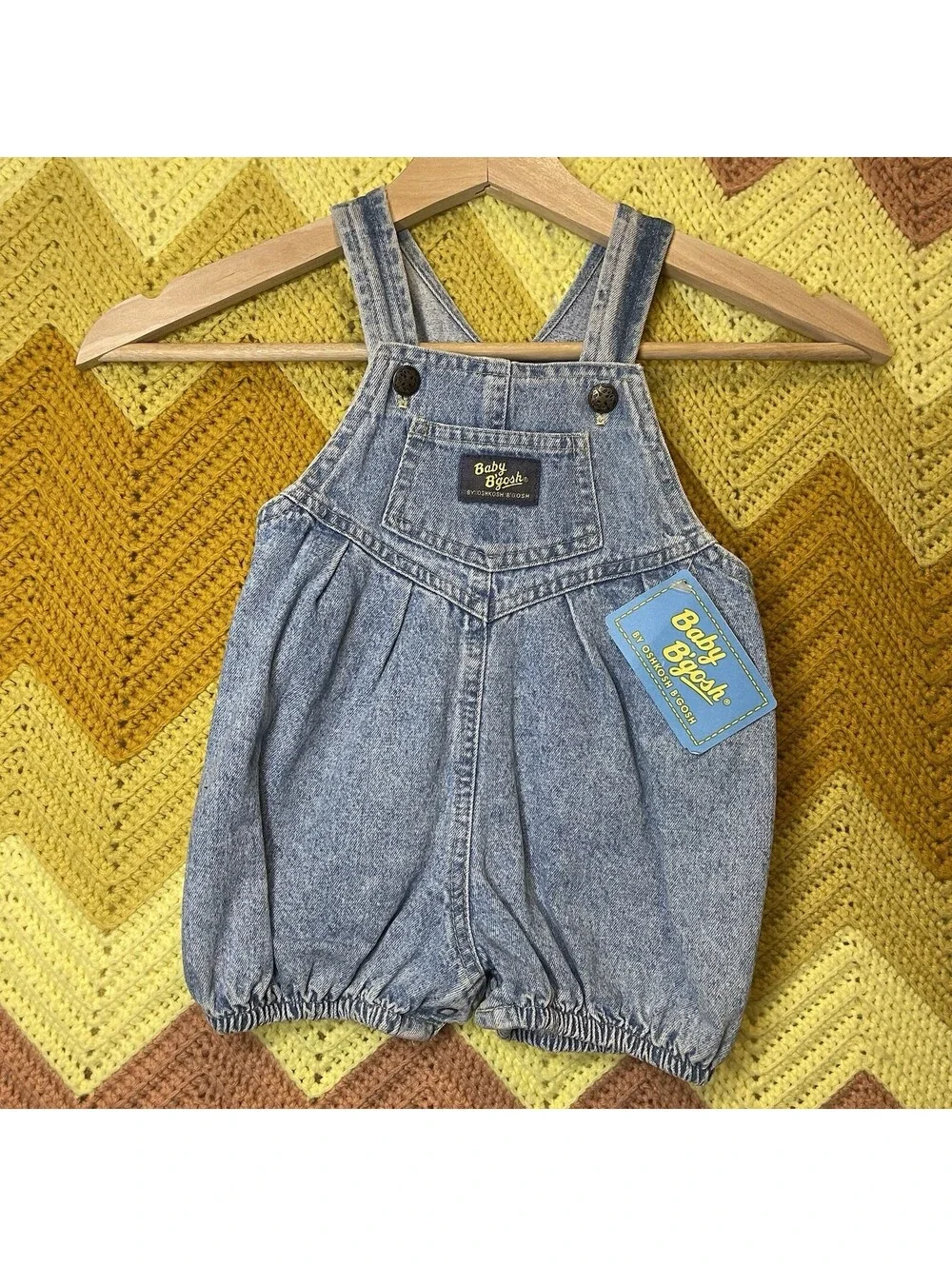 Vintage OshKosh B'gosh Bubble Blue Jean Romper 6-9 Months NWT